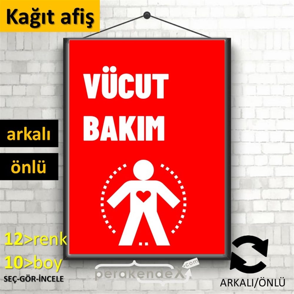 Vücut Bakım Ürün Yazısı KAĞIT POSTER,  AFİŞ -dikdörtgen,çift yön baskıkağıt poster,  afiş