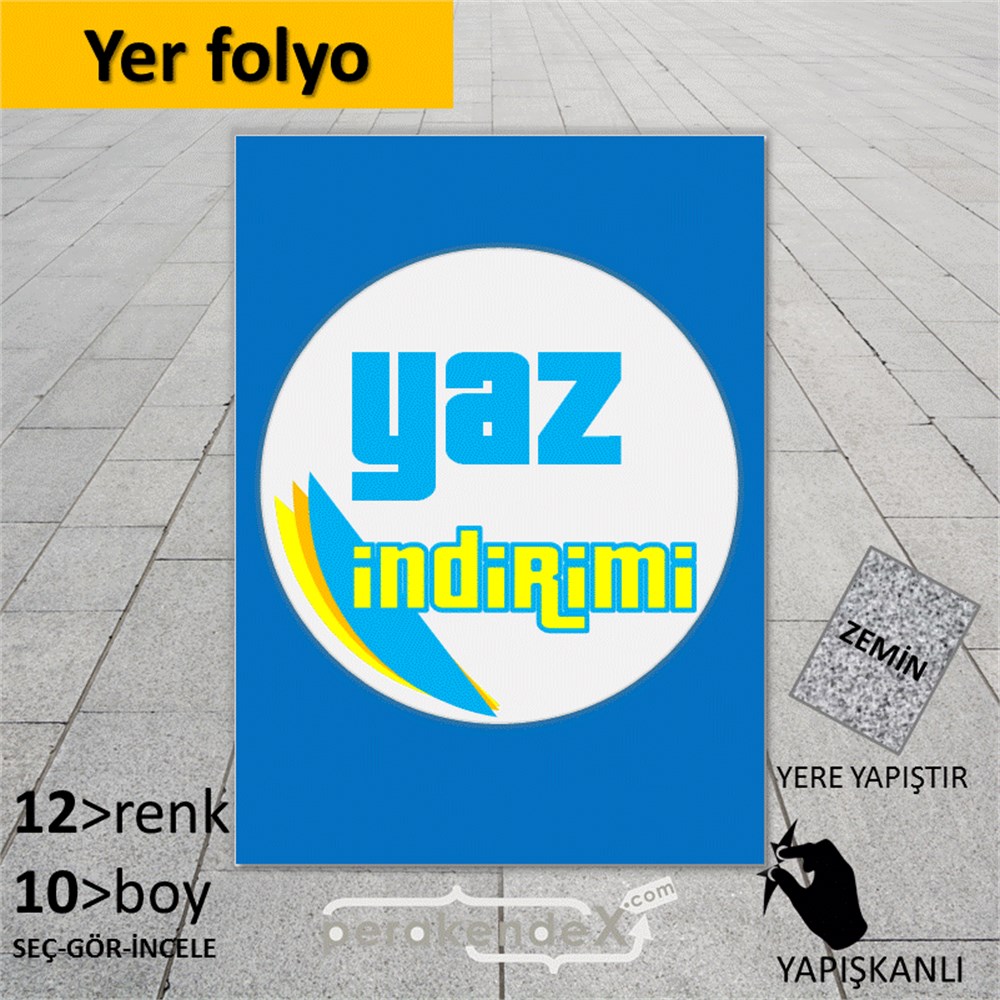 yaz indirimi YER ZEMİNE YAPIŞIR -dikdörtgen,tek yön baskı
