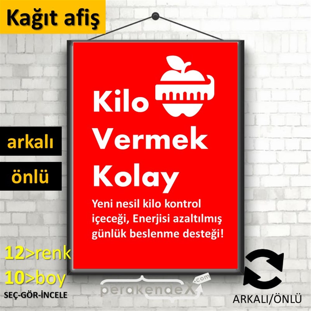 Yeni Nesil Kilo Kontrol Yazısı KAĞIT POSTER,  AFİŞ -dikdörtgen,çift yön baskıkağıt poster,  afiş