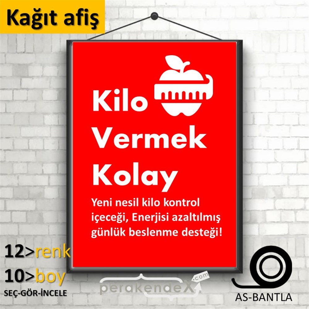 Yeni Nesil Kilo Kontrol Yazısı KAĞIT POSTER,  AFİŞ -dikdörtgen,tek yön baskıkağıt poster,  afiş