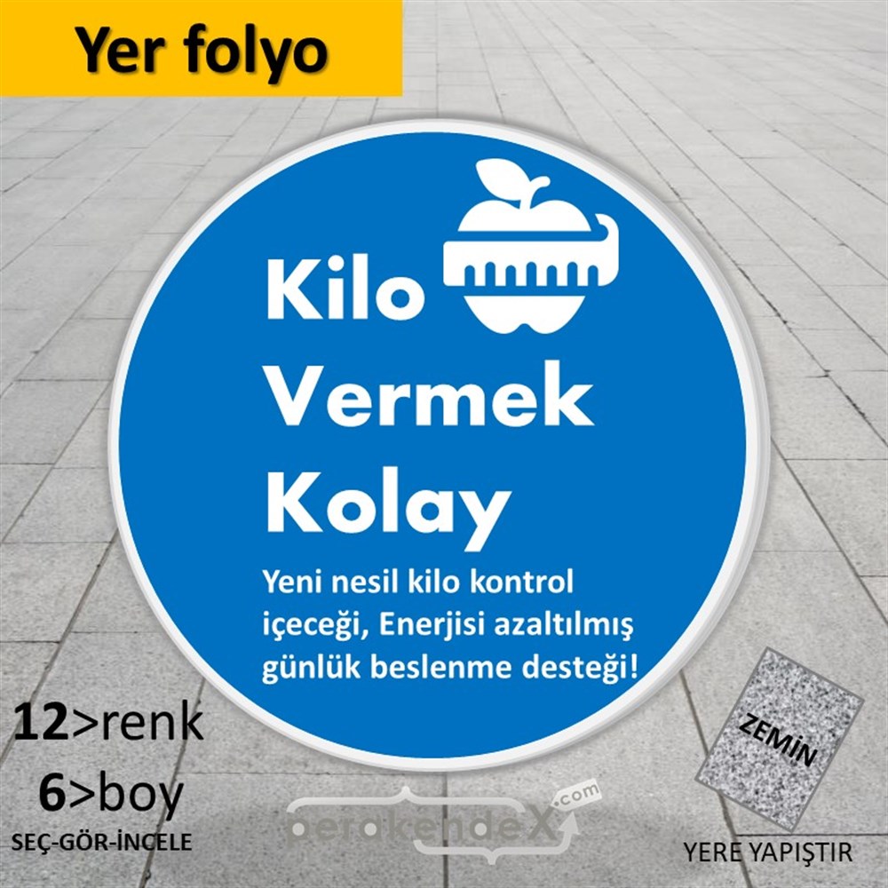Yeni Nesil Kilo Kontrol Yazısı YER - ZEMİN FOLYO,  VİNİL -oval,tek yön baskıyer - zemin folyo,  vinil
