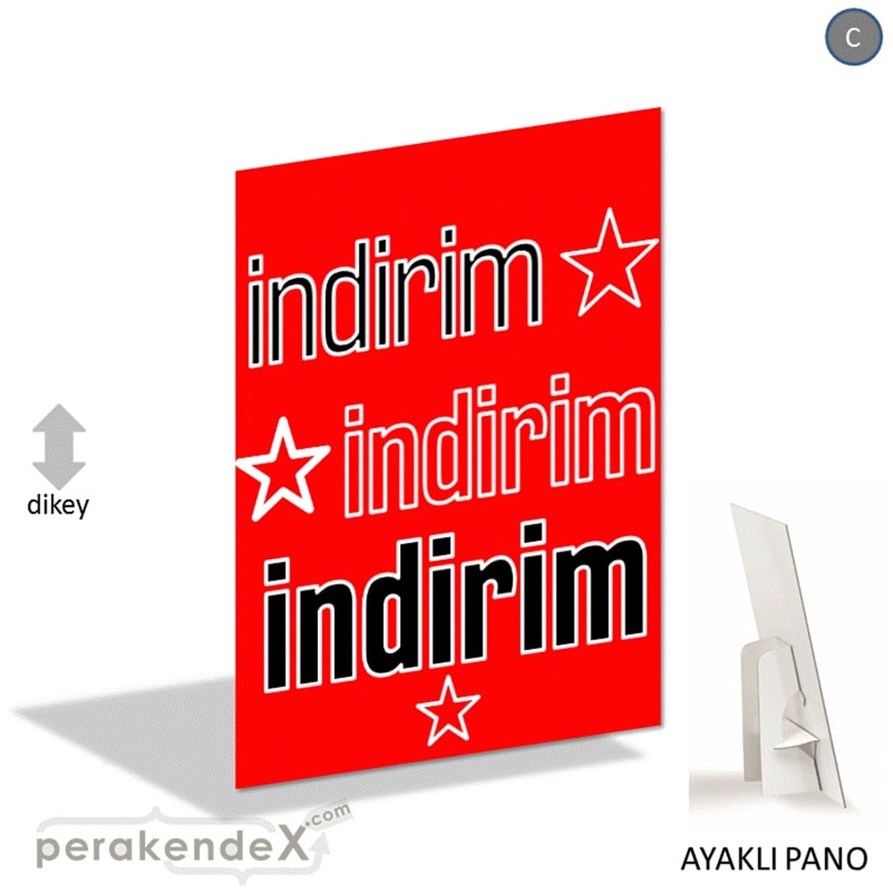 yıldızlı 3x indirim AYAKLI REKLAM PANOSU -dikdörtgen,tek yön baskı