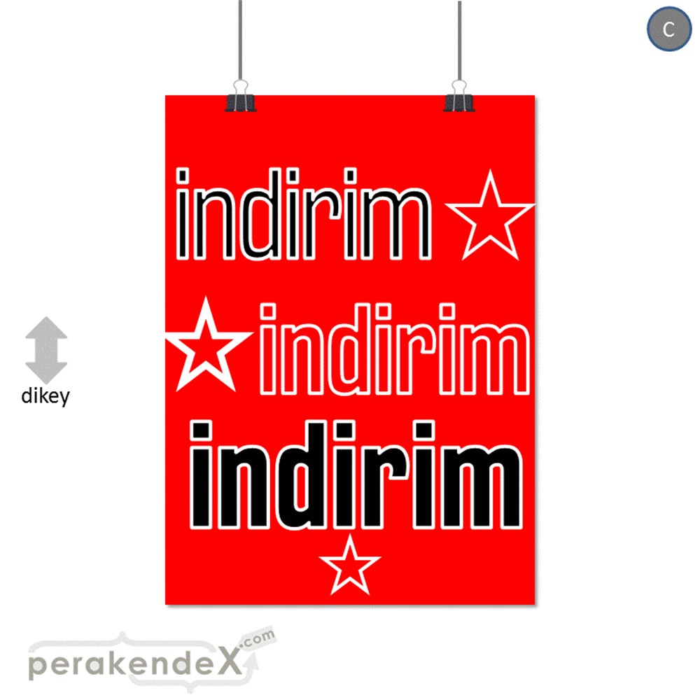 yıldızlı 3x indirim SERT PLASTİK POSTER -dikdörtgen,tek yön baskı