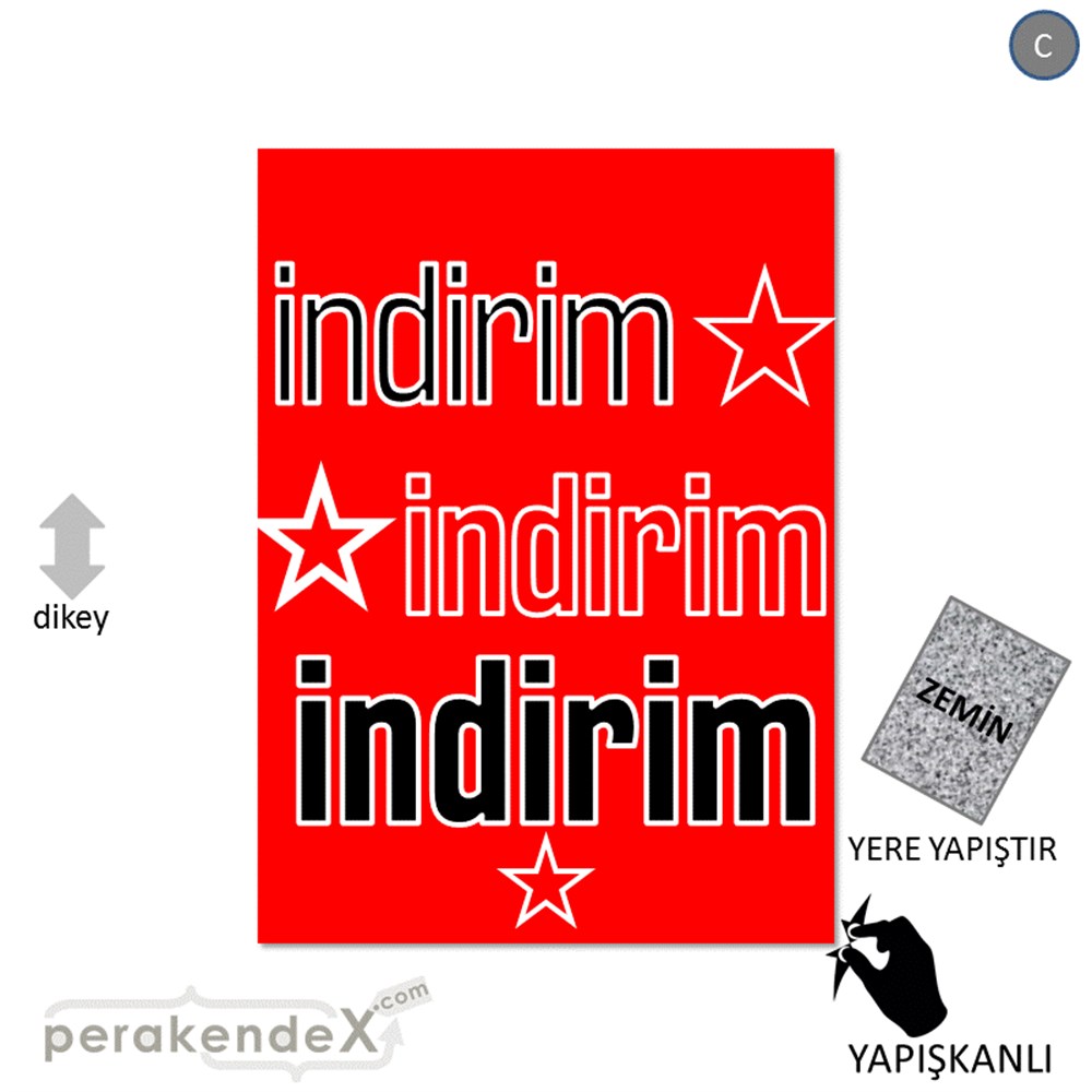 yıldızlı 3x indirim YER ZEMİNE YAPIŞIR -dikdörtgen,tek yön baskı