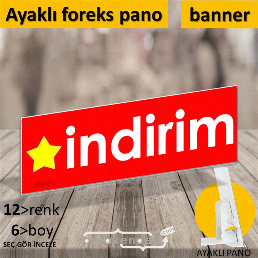 Yıldızlı İndirim KARTON AYAKLI POSTER,  PANO (BANNER) -dikdörtgen,tek yön baskı