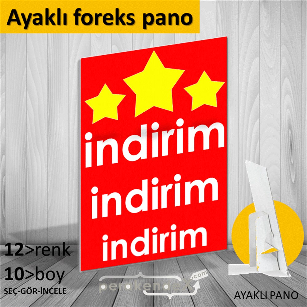 Yıldızlı İndirim KARTON AYAKLI POSTER,  PANO -dikdörtgen,tek yön baskı