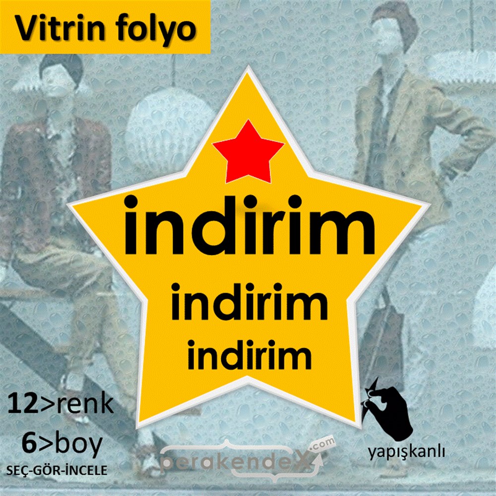 Yıldızlı İndirim VİTRİN - CAM FOLYO,  VİNİL -yıldız,tek yön baskı