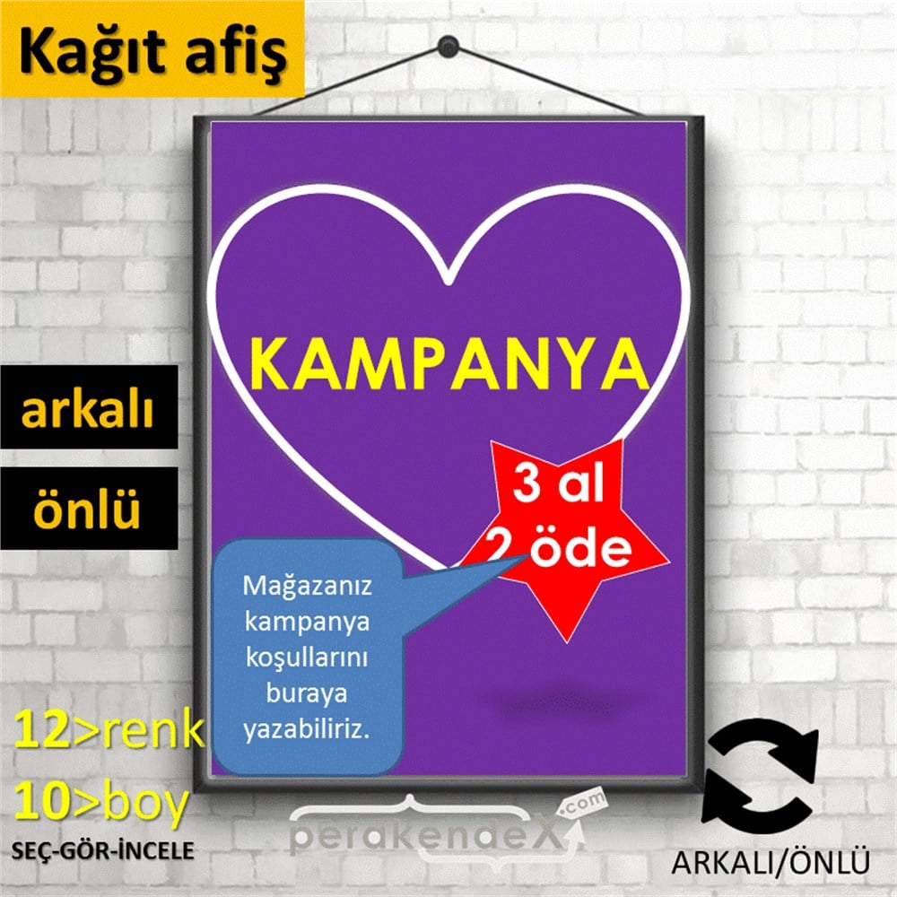 yıldızlı kampanya  KAĞIT POSTER,  AFİŞ -dikdörtgen,çift yön baskı