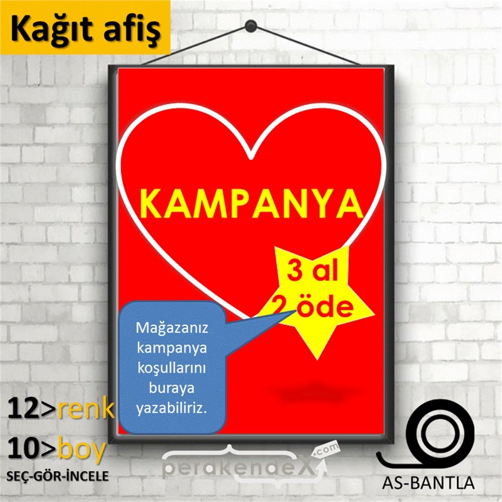 yıldızlı kampanya  KAĞIT POSTER,  AFİŞ -dikdörtgen,tek yön baskı