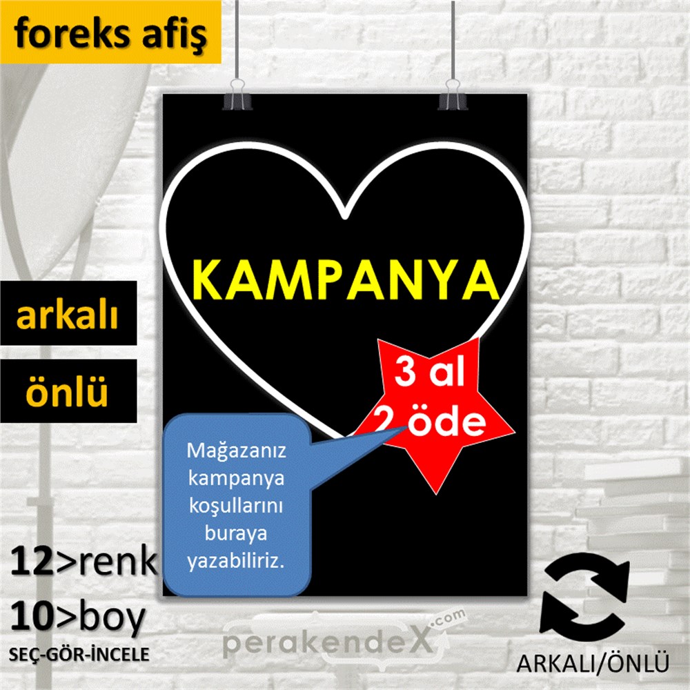 yıldızlı kampanya  SERT PLASTİK POSTER,  AFİŞ -dikdörtgen,çift yön baskı