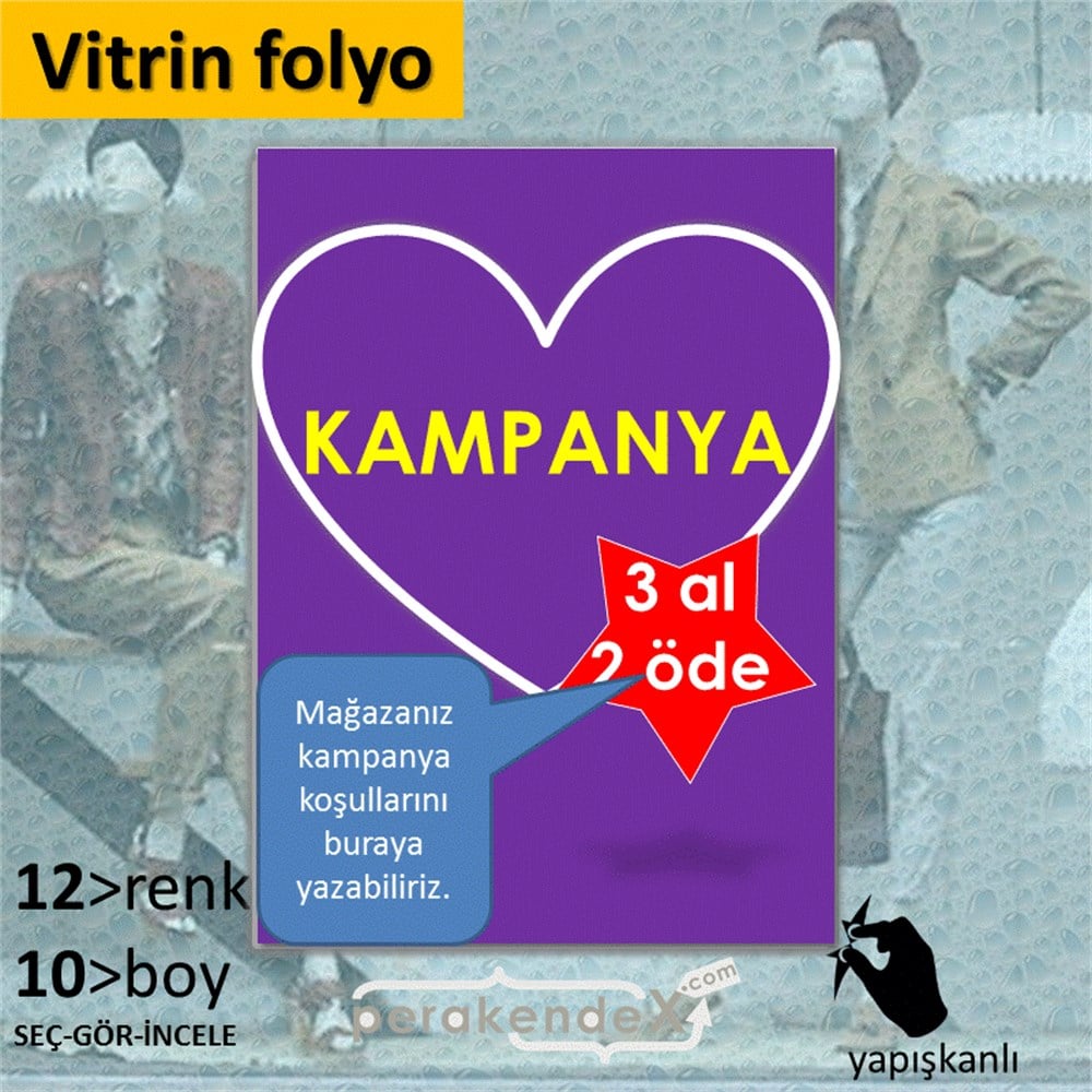 yıldızlı kampanya  VİTRİN - CAM FOLYO,  VİNİL -dikdörtgen,tek yön baskı
