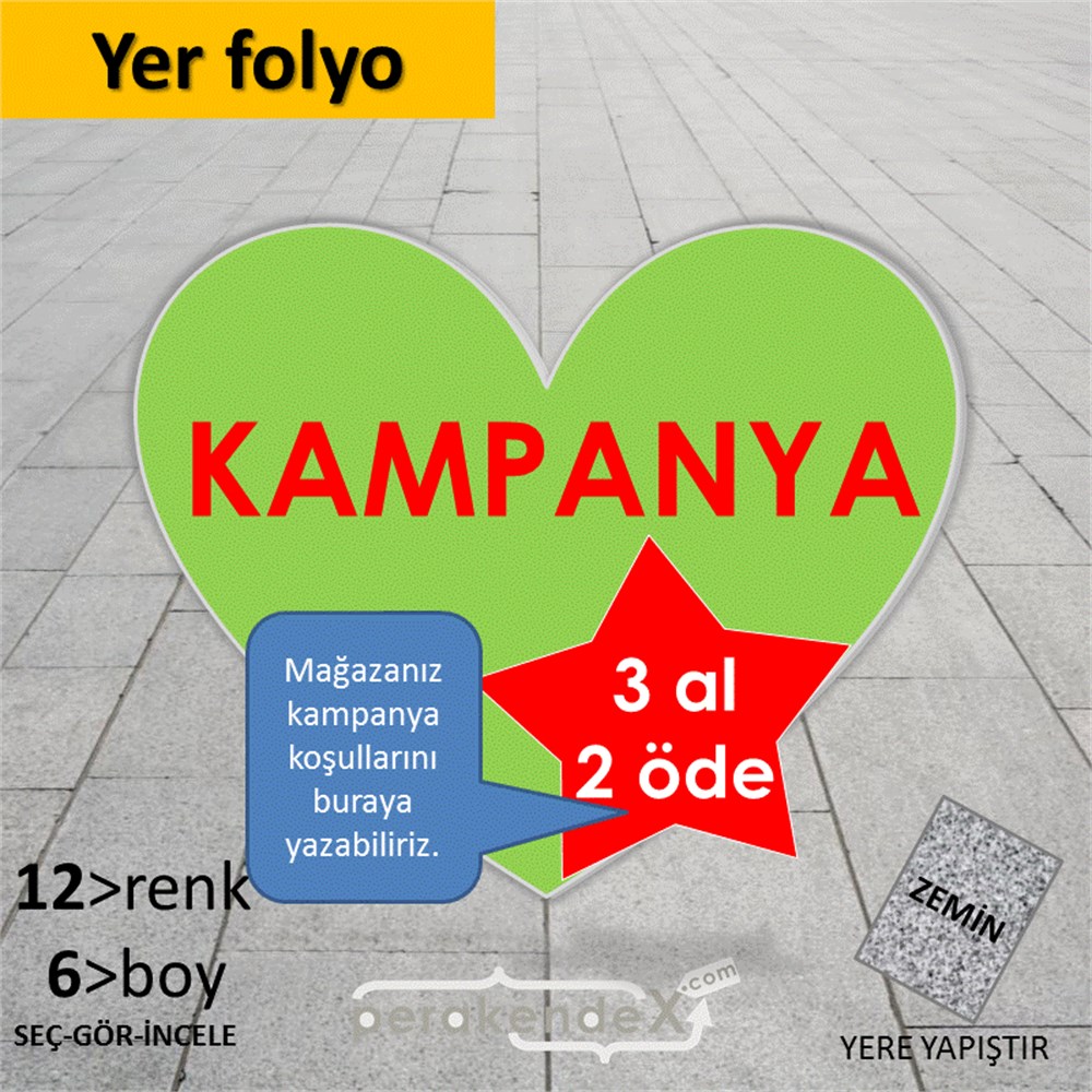 yıldızlı kampanya  YER - ZEMİN FOLYO,  VİNİL -Kalp,tek yön baskı