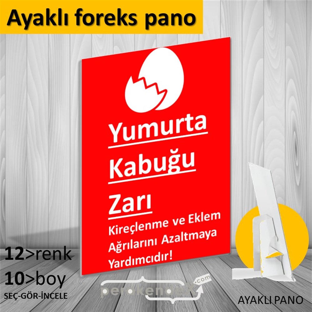 Yumurta Kabuğu Zarı Yazısı KARTON AYAKLI POSTER,  PANO -dikdörtgen,tek yön baskıkarton ayaklı poster,  pano