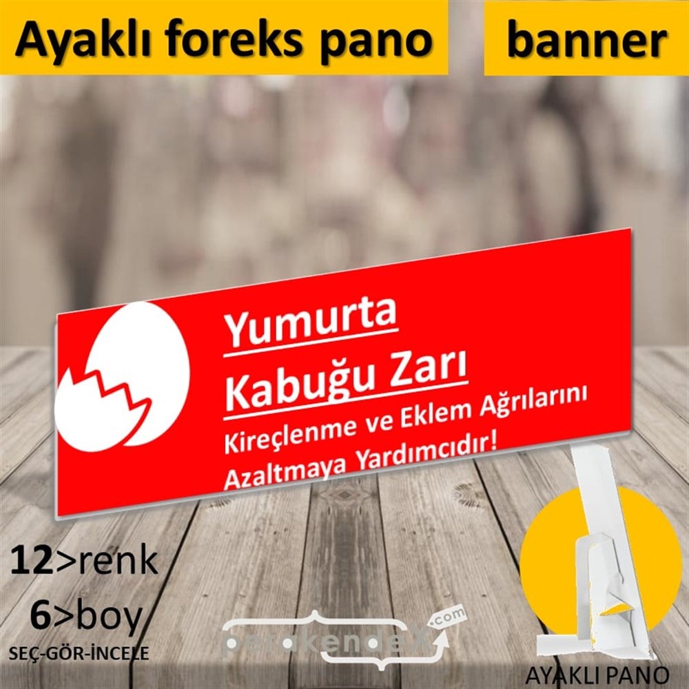 Yumurta Kabuğu Zarı Yazısı KARTON AYAKLI POSTER,  PANO (BANNER) -dikdörtgen,tek yön baskıkarton ayaklı poster,  pano