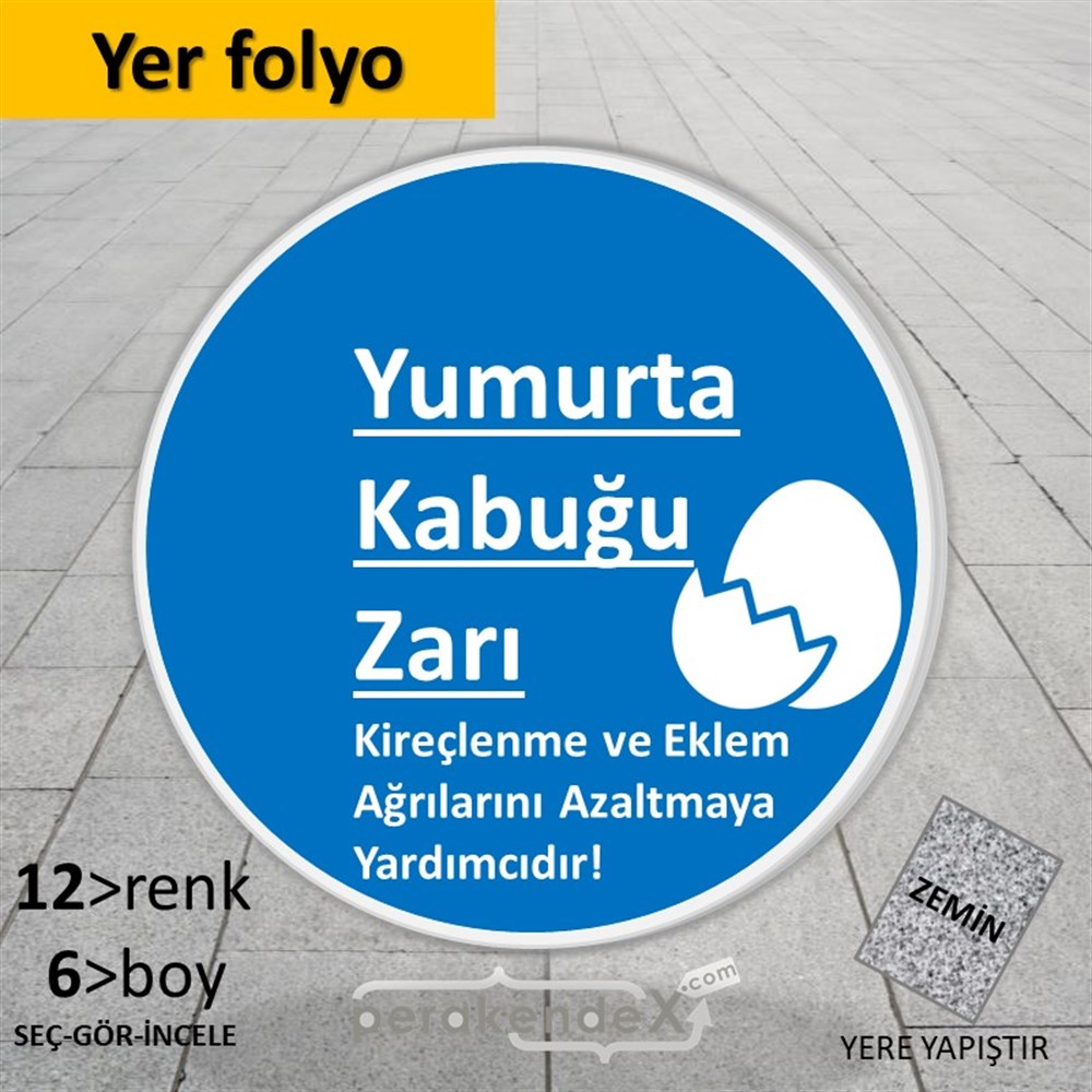 Yumurta Kabuğu Zarı Yazısı YER - ZEMİN FOLYO,  VİNİL -oval,tek yön baskıyer - zemin folyo,  vinil