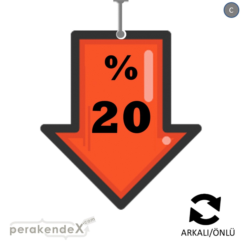 yüzde 20 indirim Oklu DÖNKART -oval,çift yön baskı