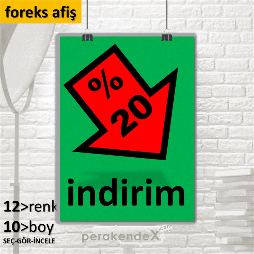 yüzde 20 indirim Oklu SERT PLASTİK POSTER,  AFİŞ -dikdörtgen,tek yön baskı