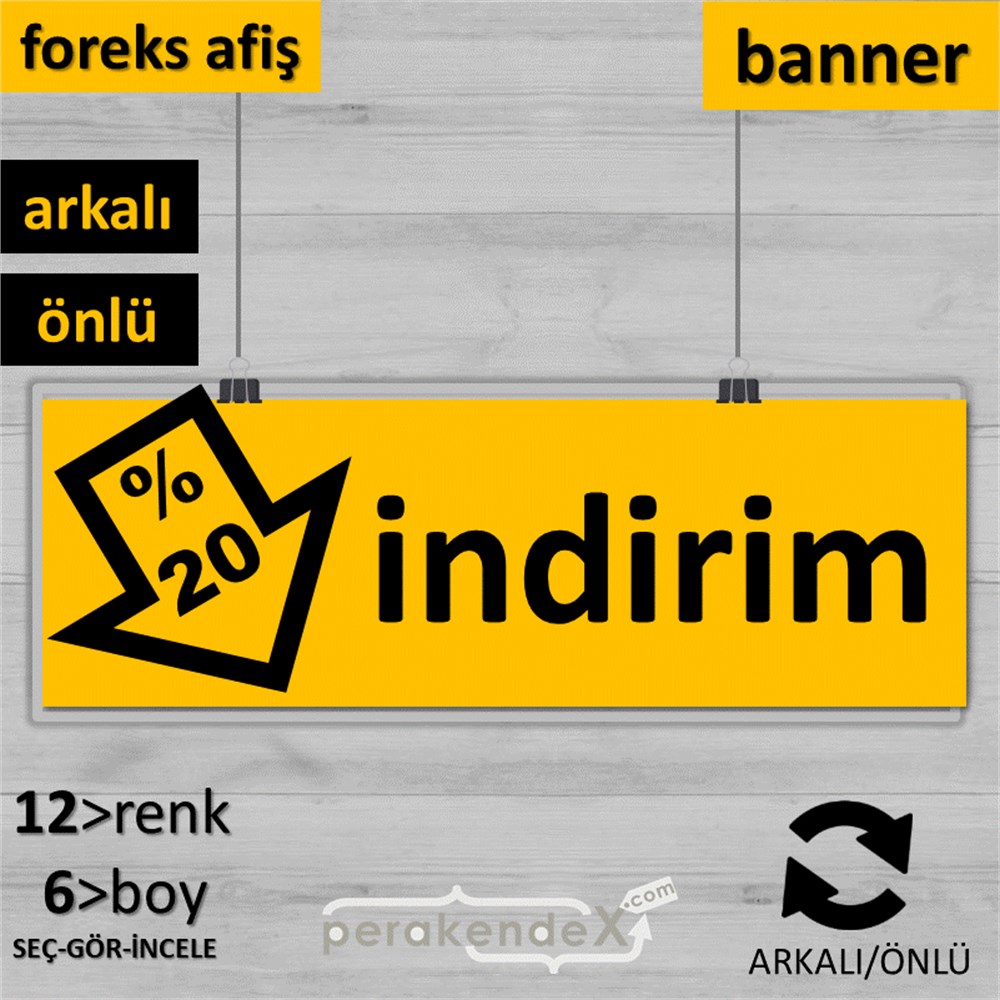 yüzde 20 indirim Oklu SERT PLASTİK POSTER,  AFİŞ (BANNER) -dikdörtgen,çift yön baskı