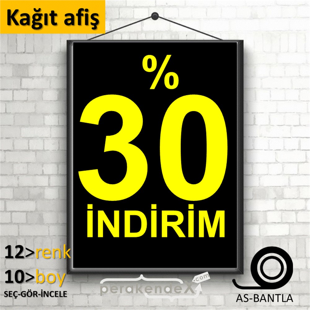 yüzde 30 indirim POSTERİ -dikdörtgen,tek yön baskı