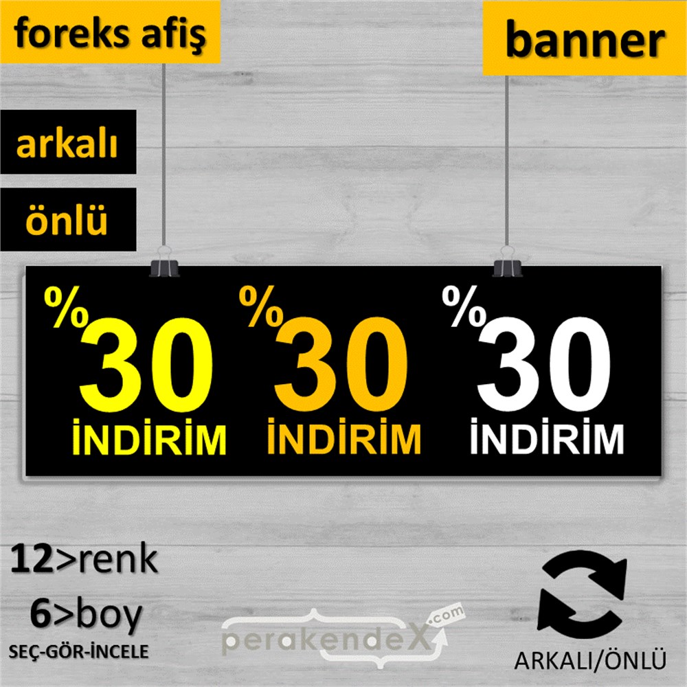 yüzde 30 indirim SERT PLASTİK BANNER  -dikdörtgen,çift yön baskı