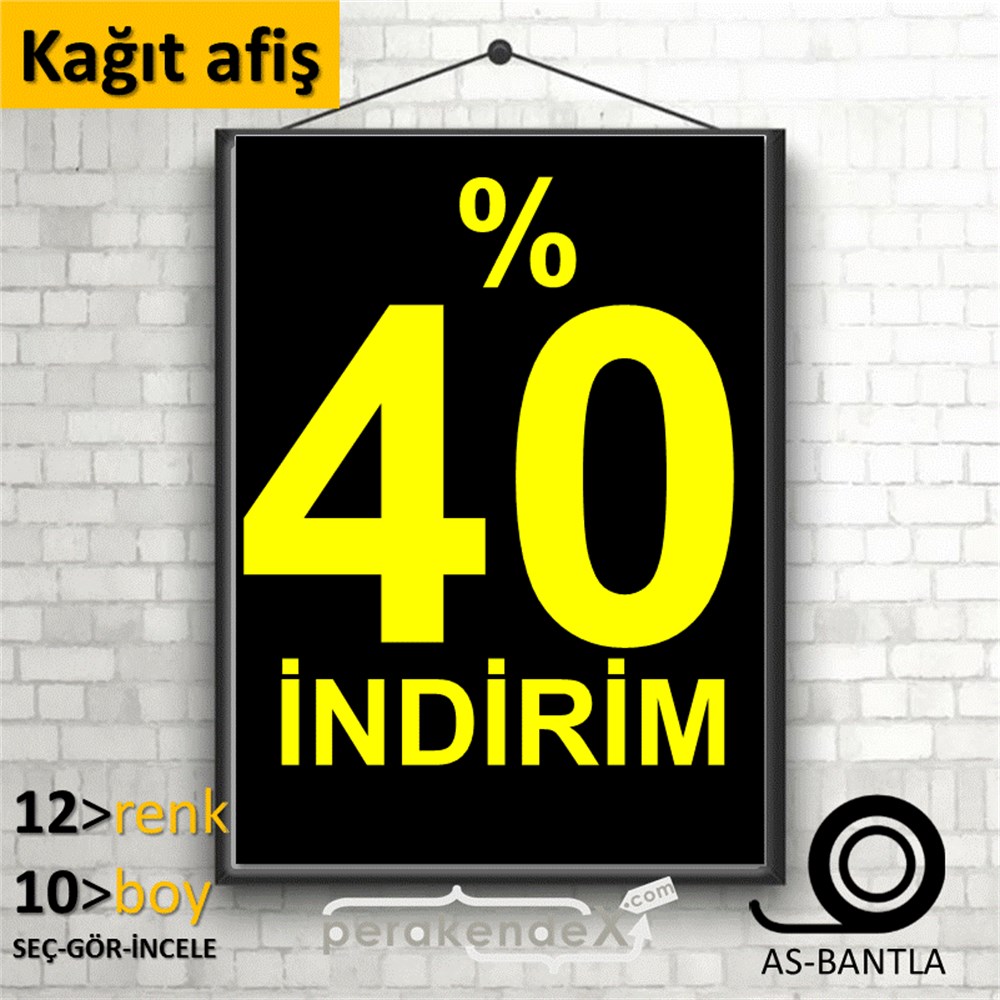 yüzde 40 indirim POSTERİ -dikdörtgen,tek yön baskı