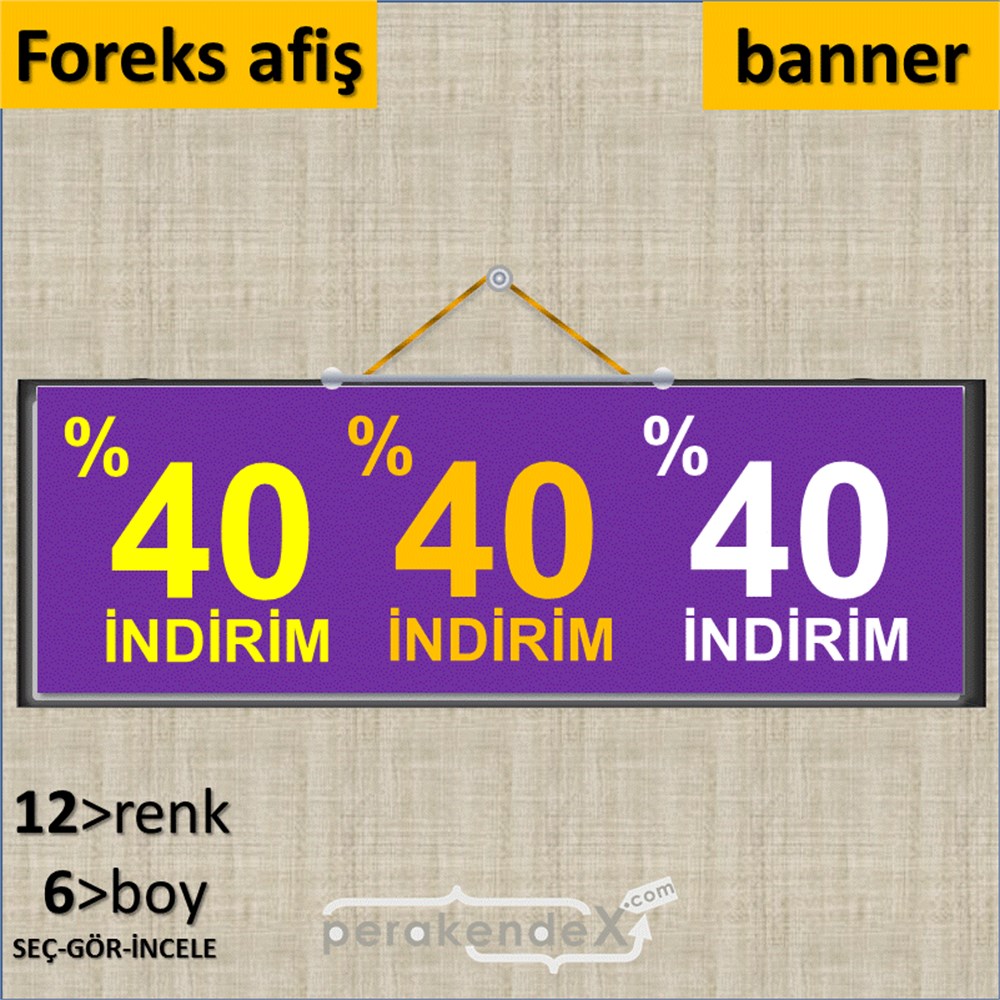 yüzde 40 indirim SERT PLASTİK BANNER  -dikdörtgen,tek yön baskı
