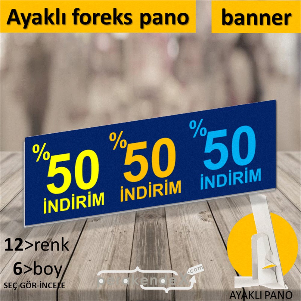 yüzde 50 indirim AYAKLI REKLAM BANNER -dikdörtgen,tek yön baskı