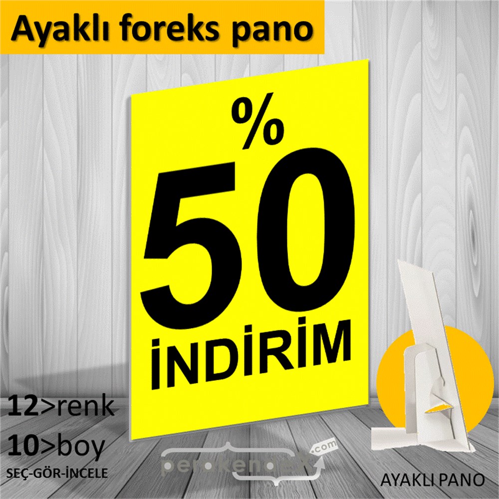 yüzde 50 indirim AYAKLI REKLAM PANOSU -dikdörtgen,tek yön baskı
