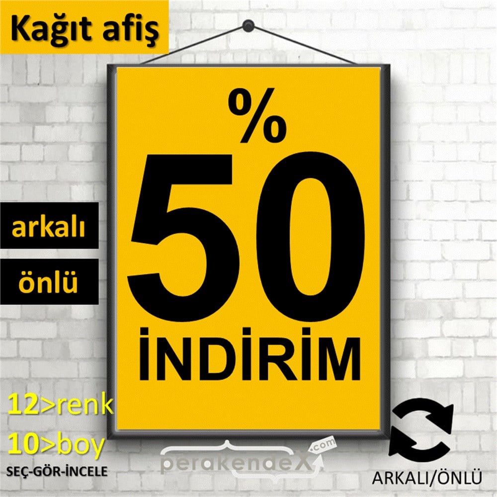 yüzde 50 indirim POSTERİ -dikdörtgen,çift yön baskı