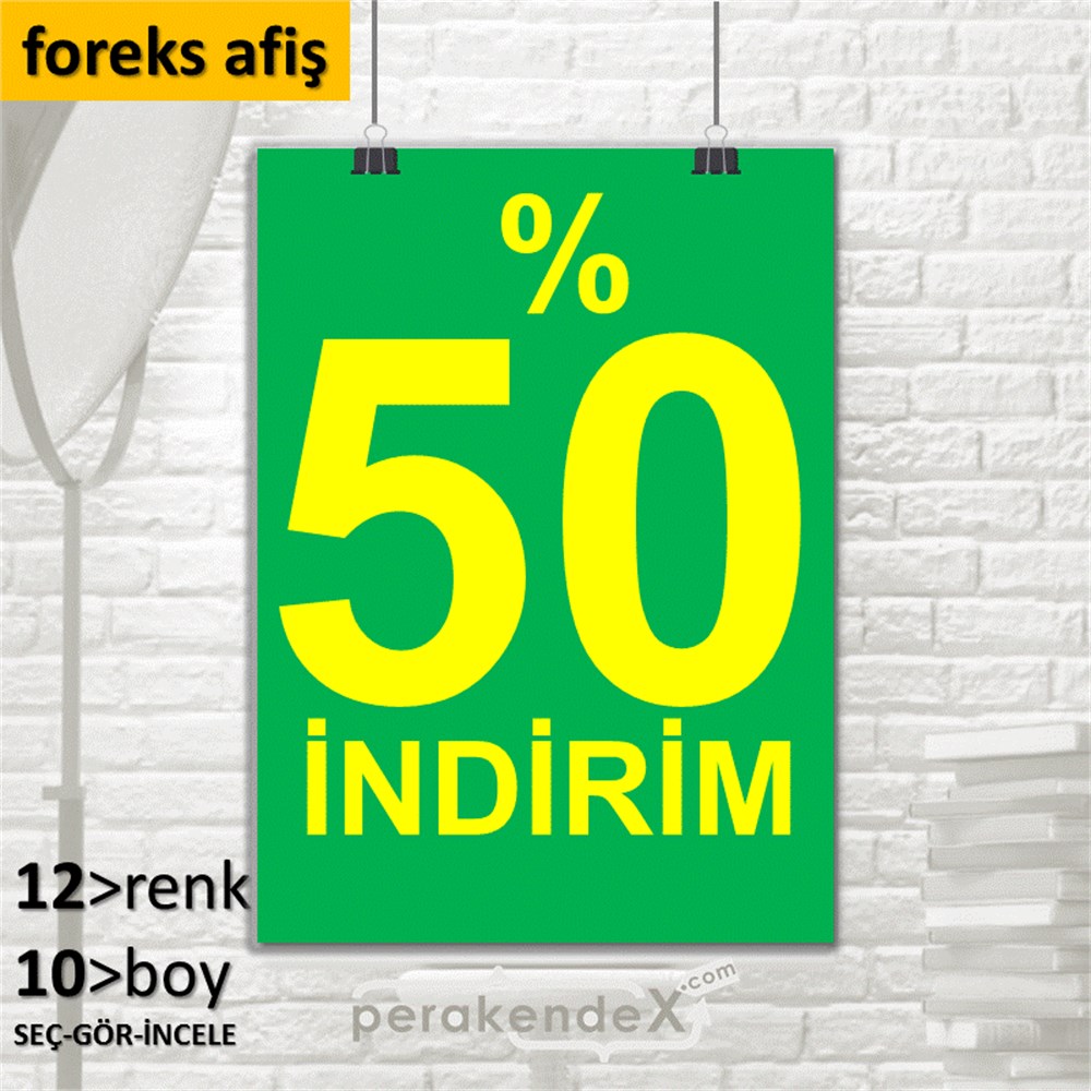yüzde 50 indirim SERT PLASTİK POSTER -dikdörtgen,tek yön baskı