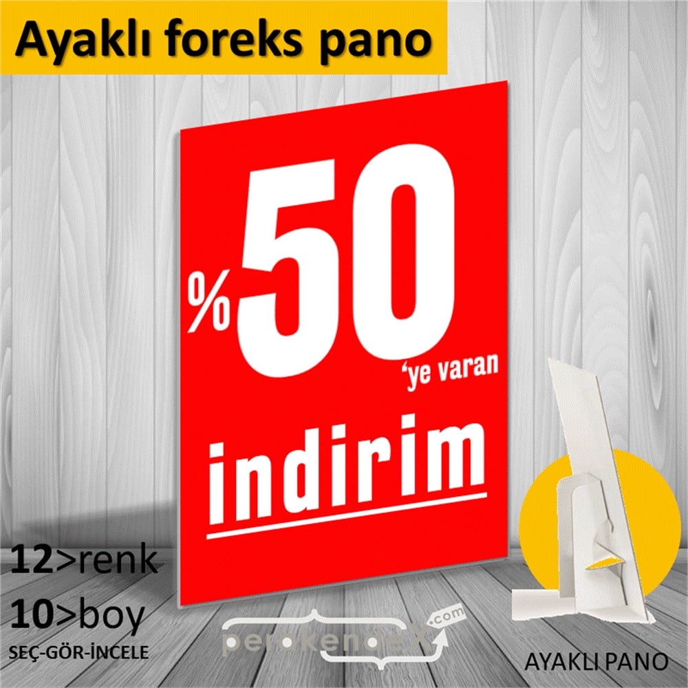 yüzde 50 ye varan indirim AYAKLI REKLAM PANOSU -dikdörtgen,tek yön baskı