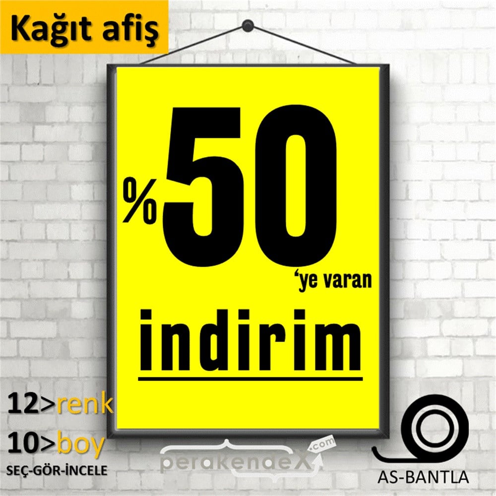 yüzde 50 ye varan indirim POSTERİ -dikdörtgen,tek yön baskı
