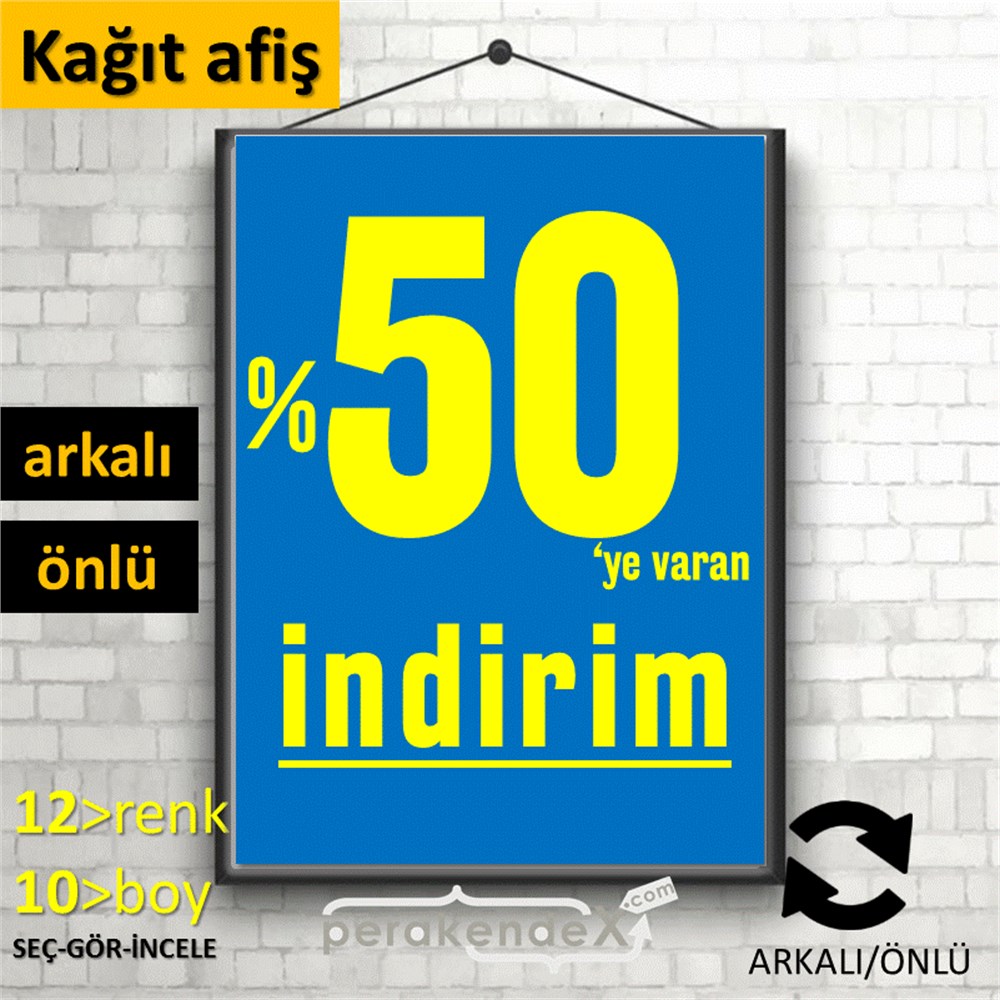 yüzde 50 ye varan indirim POSTERİ -dikdörtgen,çift yön baskı