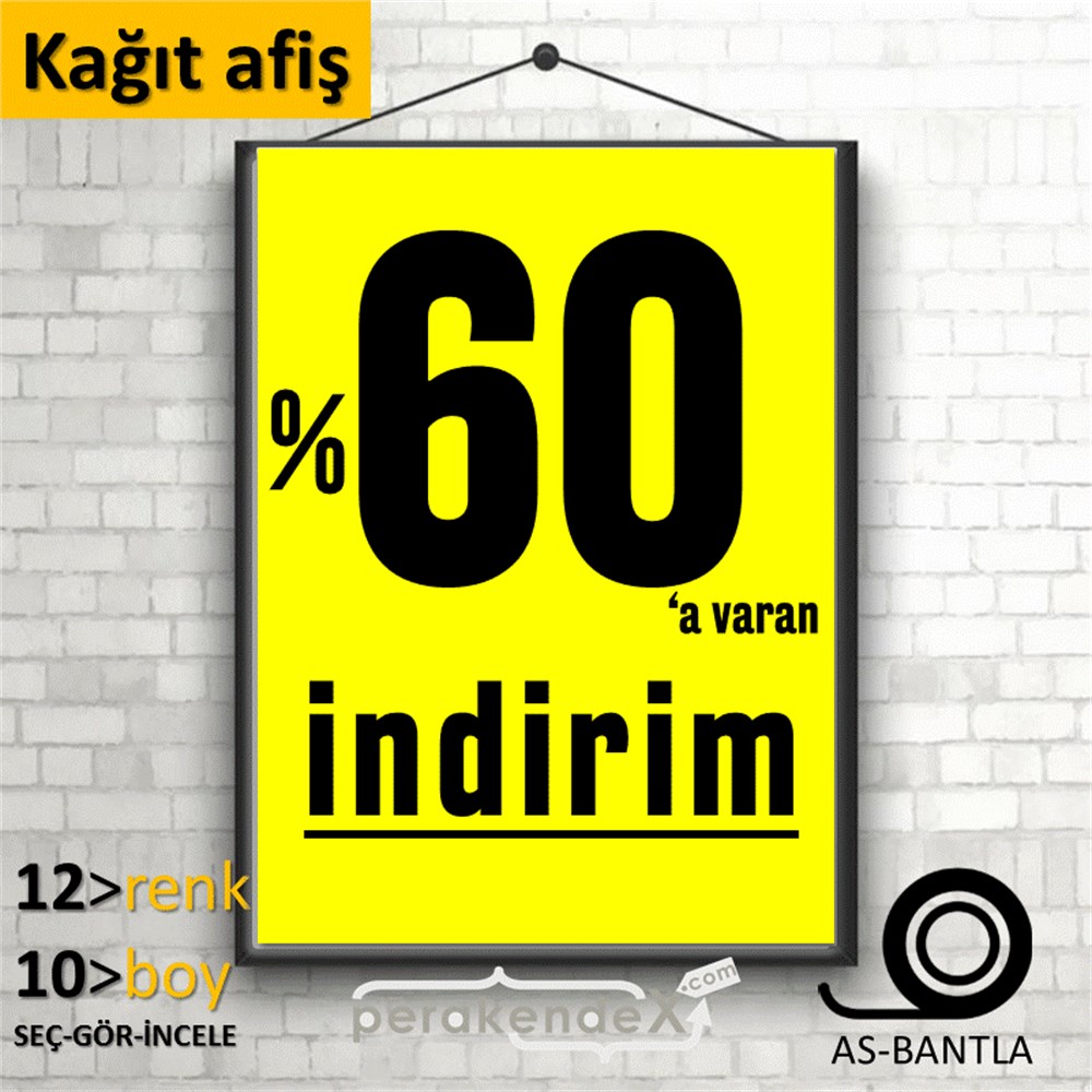 yüzde 60 a varan indirim POSTERİ -dikdörtgen,tek yön baskı