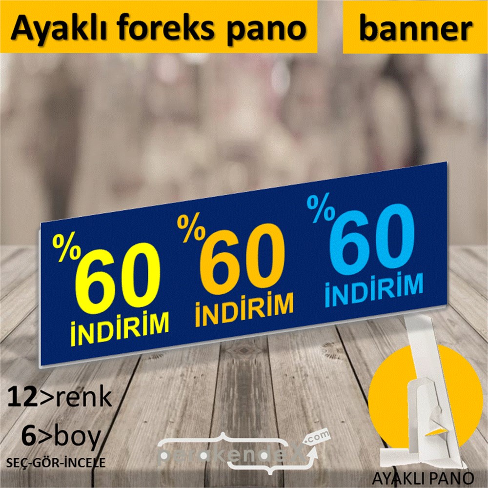 yüzde 60 indirim AYAKLI REKLAM BANNER -dikdörtgen,tek yön baskı