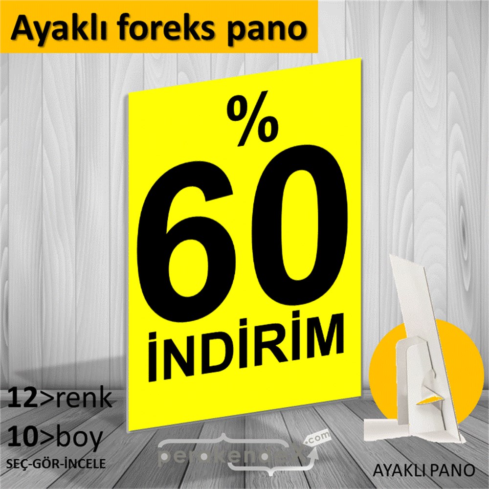 yüzde 60 indirim AYAKLI REKLAM PANOSU -dikdörtgen,tek yön baskı