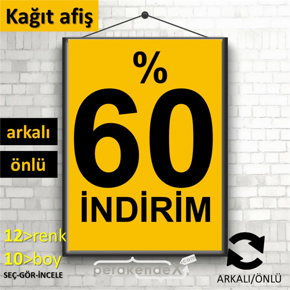 yüzde 60 indirim POSTERİ -dikdörtgen,çift yön baskı