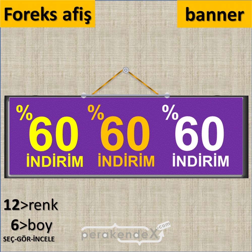 yüzde 60 indirim SERT PLASTİK BANNER  -dikdörtgen,tek yön baskı