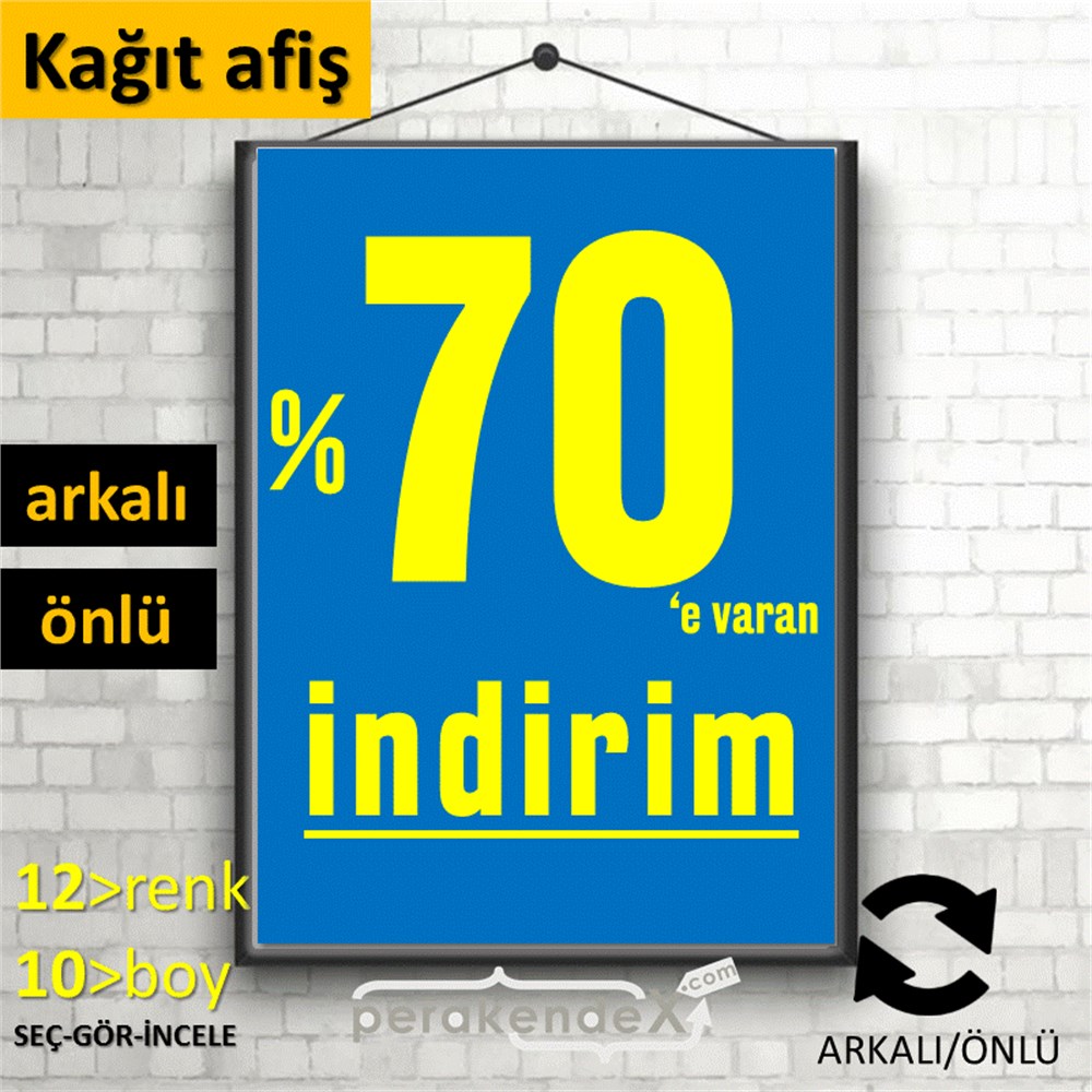 yüzde 70 e varan indirim POSTERİ -dikdörtgen,çift yön baskı