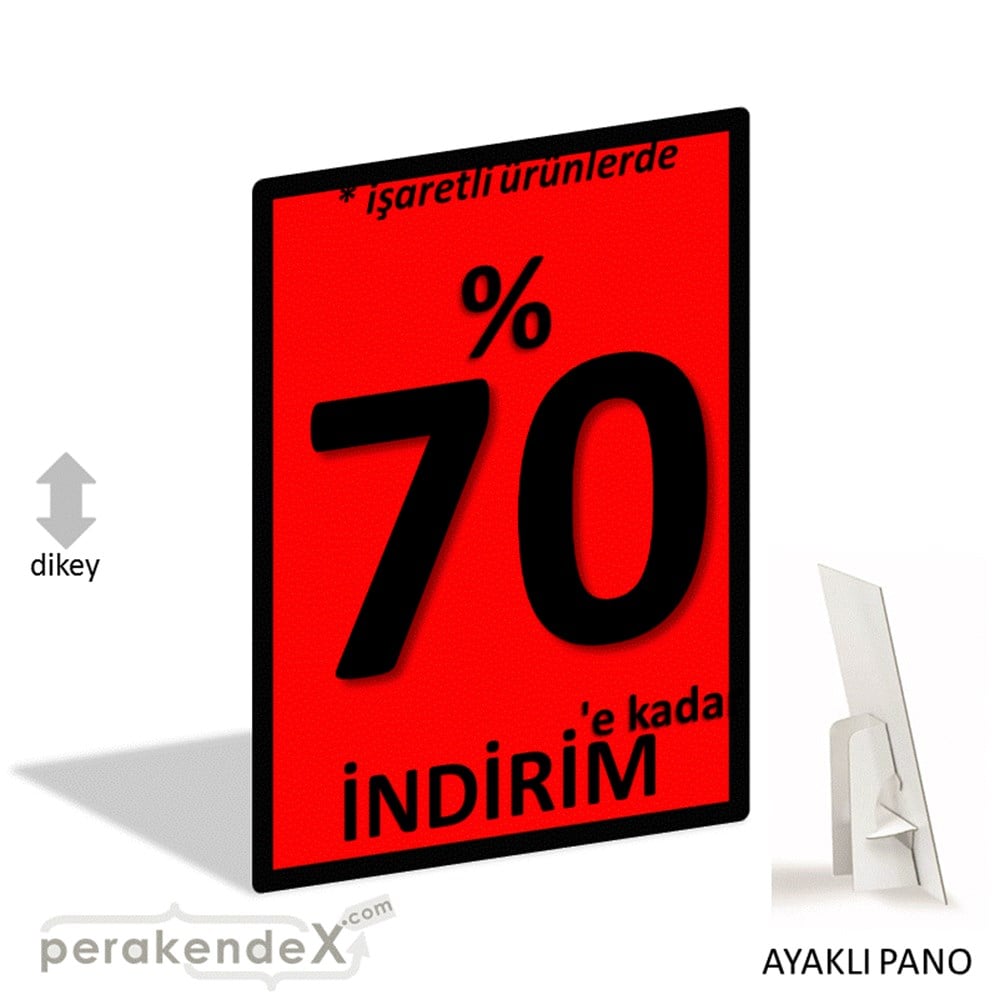yüzde 70 indirim * işaretli ürünlerde AYAKLI REKLAM PANOSU -dikdörtgen,tek yön baskı