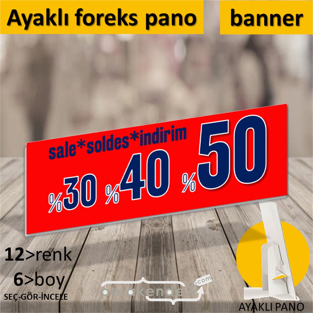 yüzde(50-40-30) indirim sale AYAKLI REKLAM BANNER -dikdörtgen,tek yön baskı