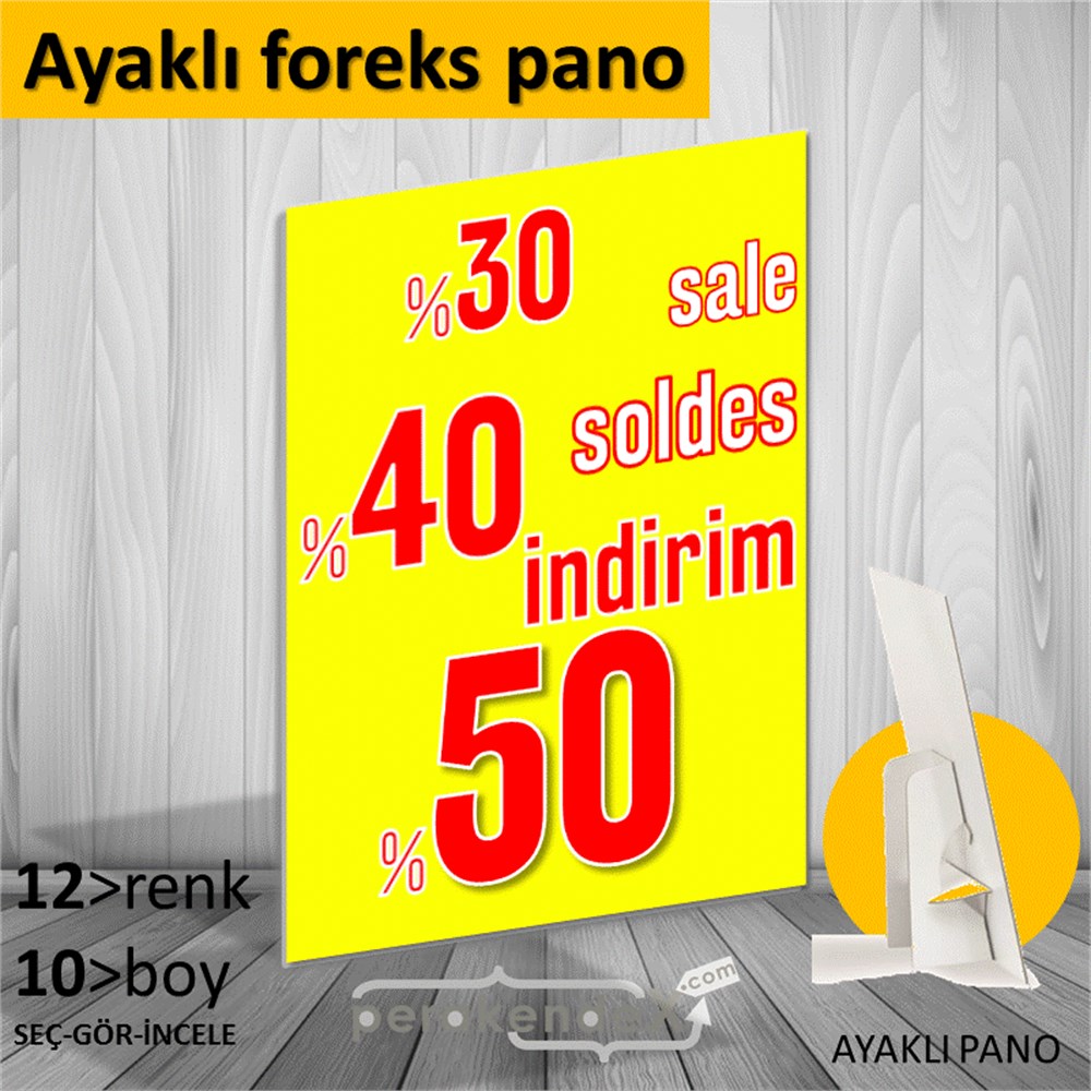 yüzde(50-40-30) indirim sale AYAKLI REKLAM PANOSU -dikdörtgen,tek yön baskı