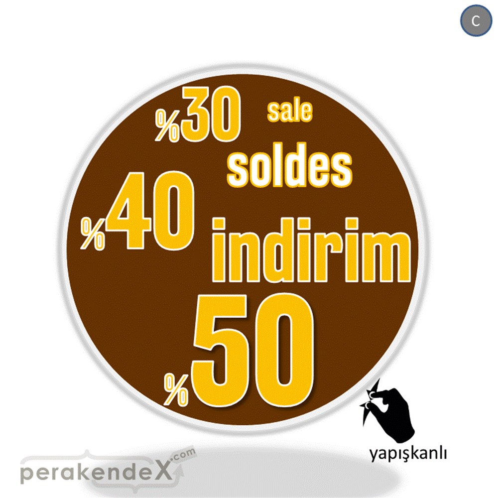 yüzde(50-40-30) indirim sale CAMA YAPIŞAN FOLYO -oval,tek yön baskı