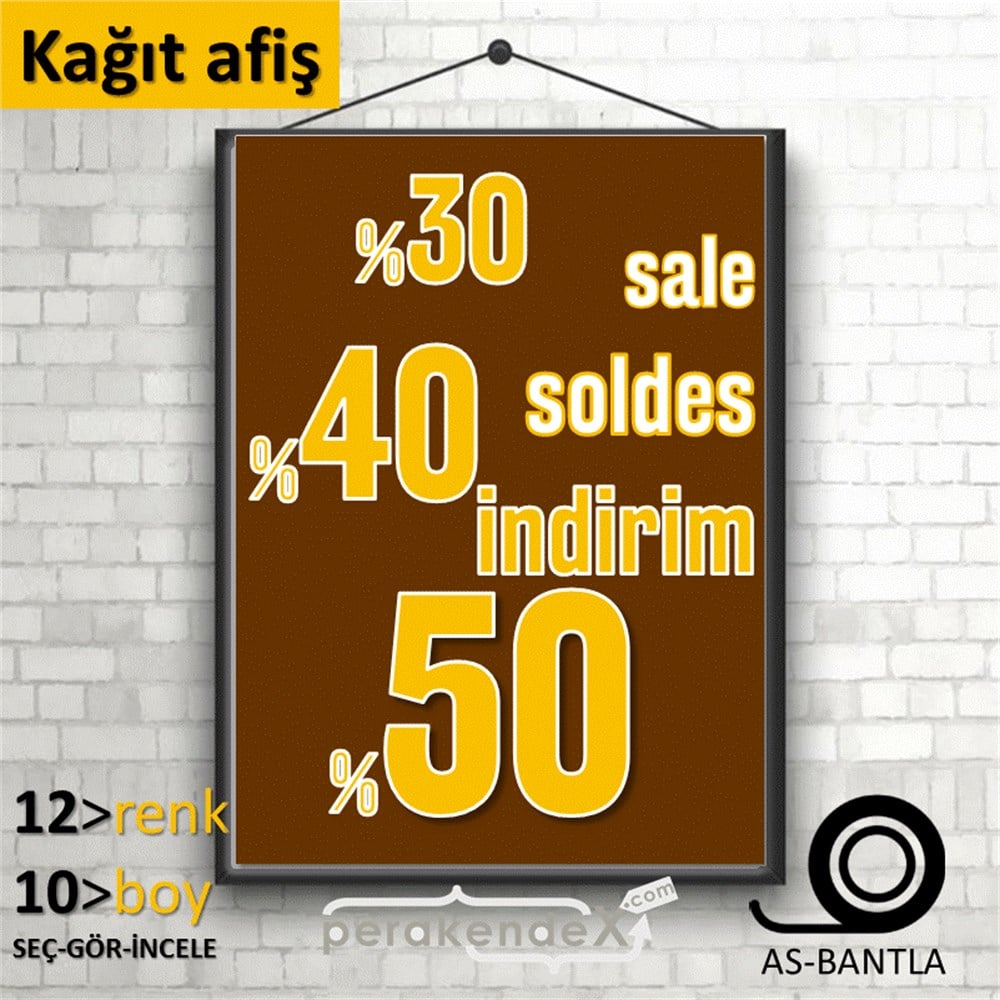 yüzde(50-40-30) indirim sale POSTERİ -dikdörtgen,tek yön baskı