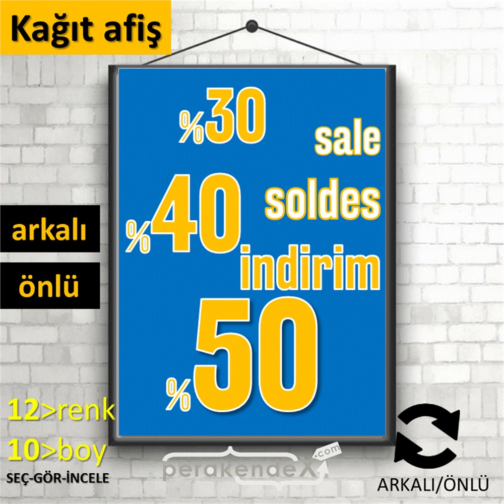yüzde(50-40-30) indirim sale POSTERİ -dikdörtgen,çift yön baskı