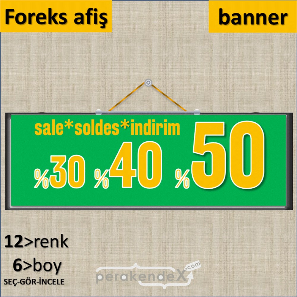 yüzde(50-40-30) indirim sale SERT PLASTİK BANNER  -dikdörtgen,tek yön baskı