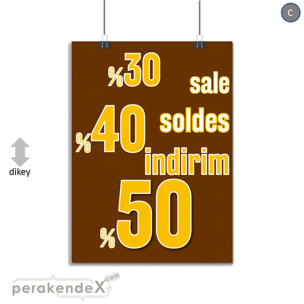 yüzde(50-40-30) indirim sale SERT PLASTİK POSTER -dikdörtgen,tek yön baskı