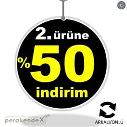 2. ürüne yüzde 50 indirim DÖNKARTI -oval,çift yön baskı