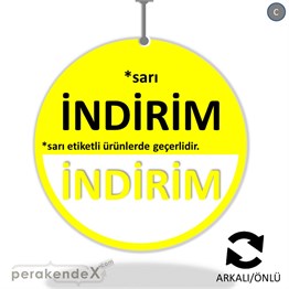 etiket rengine göre indirim DÖNKARTI -oval,çift yön baskı