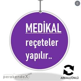 Medikal Reçete Yapılır Yazısı DÖNKART -oval,çift yön baskıdön-kart